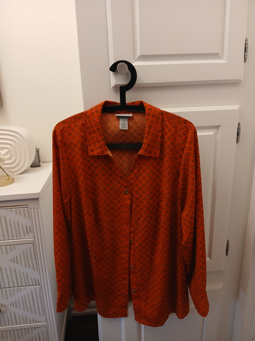 Catherines Rust Orange Printed Button-Front Blouse